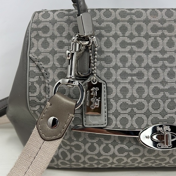 Coach Madeline Madison 25215 Gray Jacquard Leather Satchel Shoulder Crossbody - Picture 2 of 16